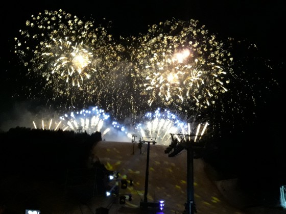 Amazing fireworks display above Avet black slope (Soldeu) - FIS World Cup opening ceremony 12.03.2019