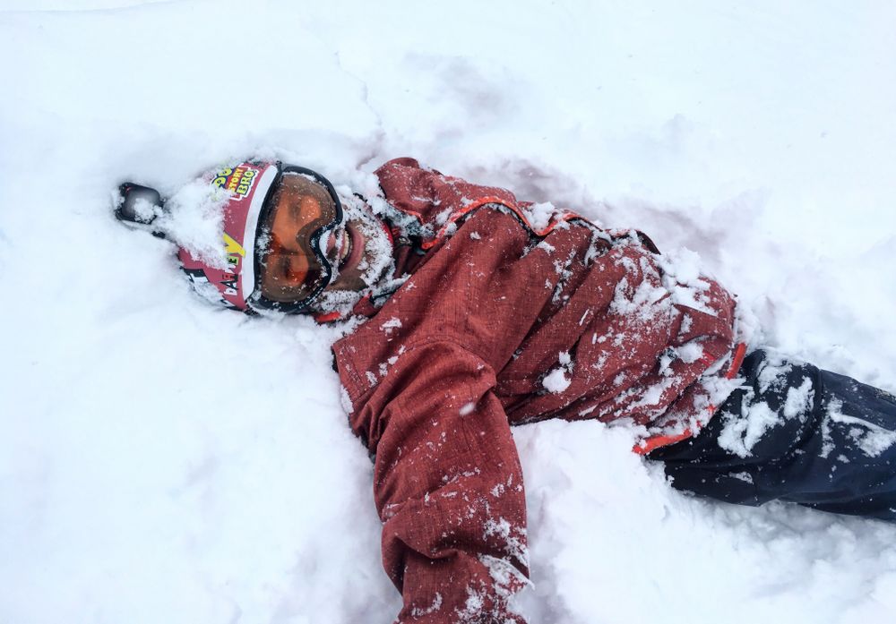 Falling isn't so bad when you're surrounded by deep thick snow!