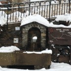 Snowy, frozen fountain
