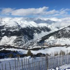 View of Soldeu ski school area from red Llebre run