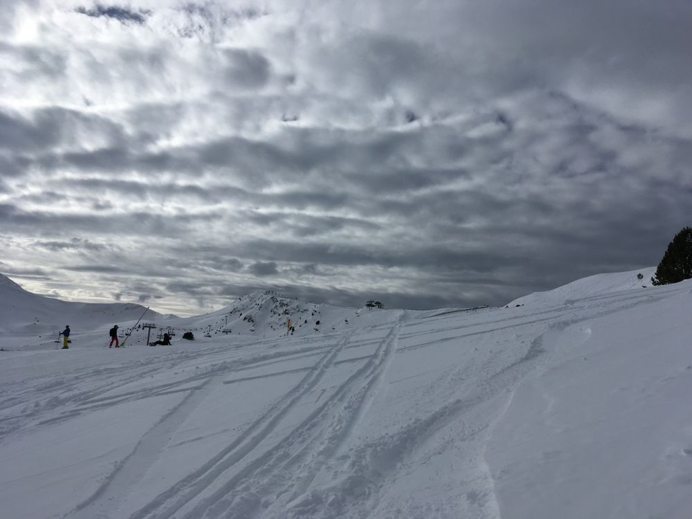 Fresh tracks still to be made, five days after heavy snowfall in Grandvalira-Soldeu.