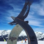 Aliga sculpture, marking the start of the World Cup black slope