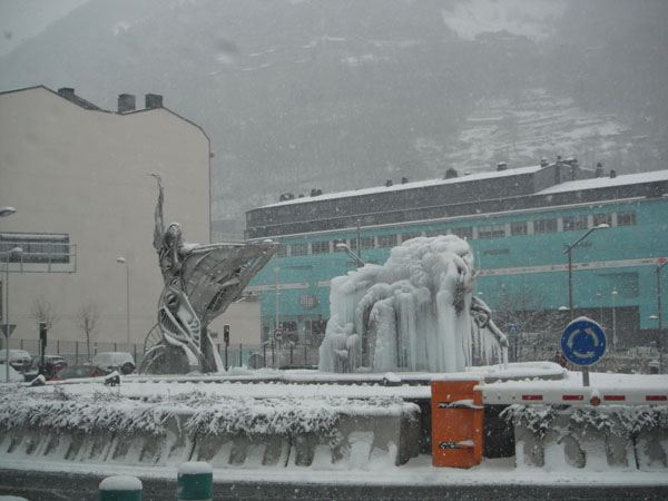 Andorra la Vella, frozen sculpture