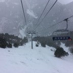 Looking back towards Jardi Forn in Canillo on a snowy day