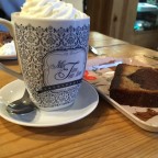 Treating a ourselves to a hot chocolate and home-made cake in Cafe del Bosc!