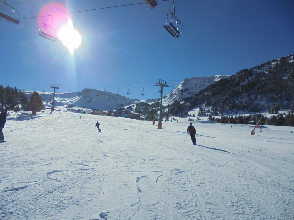 Skiing under the chairlift