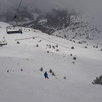 Riding off piste under the Solana chairlift
