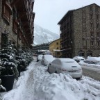 Snowed in! Heading up to Soldeu town. Hotel Naudi on the right-hand side.