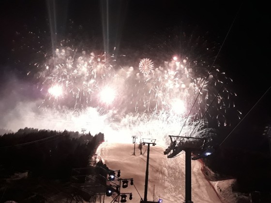 Amazing fireworks display above Avet black slope (Soldeu) - FIS World Cup opening ceremony 12.03.2019