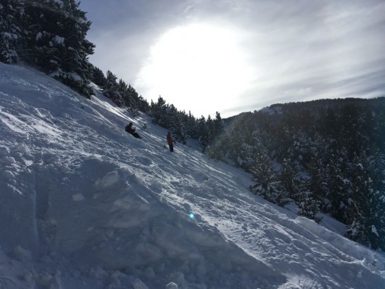 Challenging steep off-piste runs on powder day in Canillo