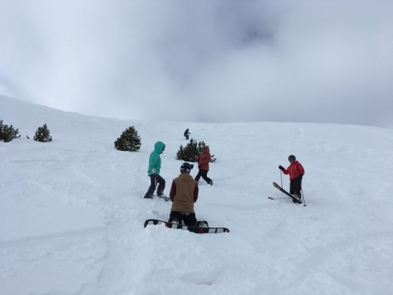 Riding off piste and playing in the powder